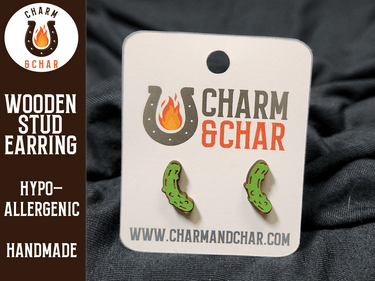 Pickle Wood Stud Earrings - Food Fashion Earring